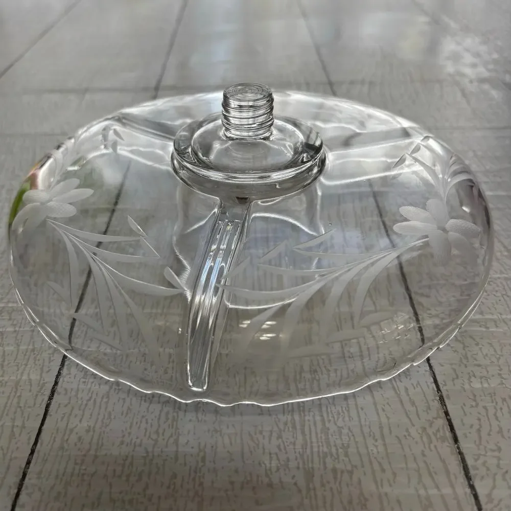 Replacement Glass Divided Serving Tray for Threaded Stand